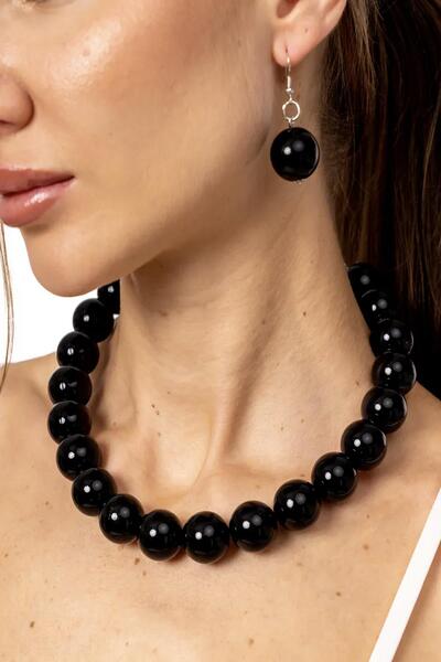 New Obsessions Large Beaded Necklace Earring Set - 20mm Beaded