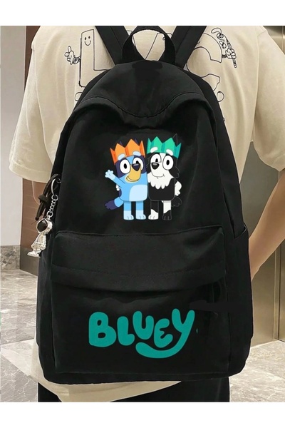 1blood Bluey Cartoon Double Printed School, Classroom, Course Backpack with Front Pocket
