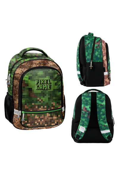 zola School bag, Zola, Minecraft, 2 compartments, waterproof, 38 x 28 x 15 cm, green/brown