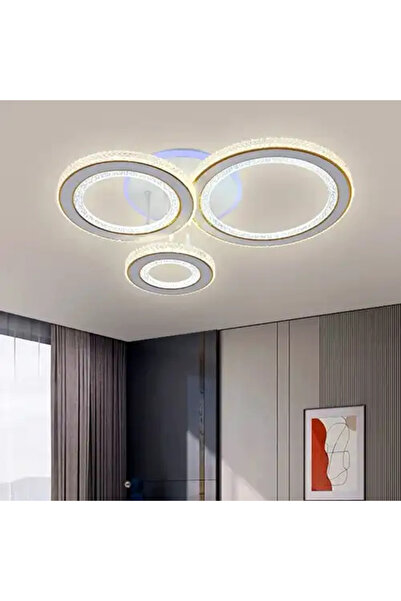 LED CONCEPT Lustra LED cu 3 tipuri de lumina + RGB si telecomanda, alba, rotu...