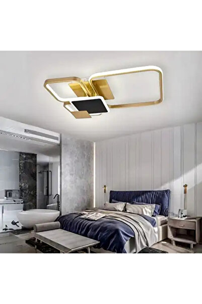 LED CONCEPT Lustra LED cu 3 tipuri de lumina si telecomanda, aurie, asimetric...