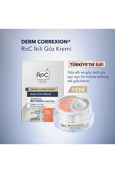 Roc Derm Correxion Retinol + Peptit Göz Çevresi Kremi 20 ml - Göz Altı ve Göz Kapağı İçin Farklı Formül