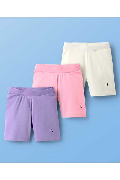 Pine kids Above Knee Length Solid Coloured Cycling Shorts (Pack Of 3) - Colour May Vary