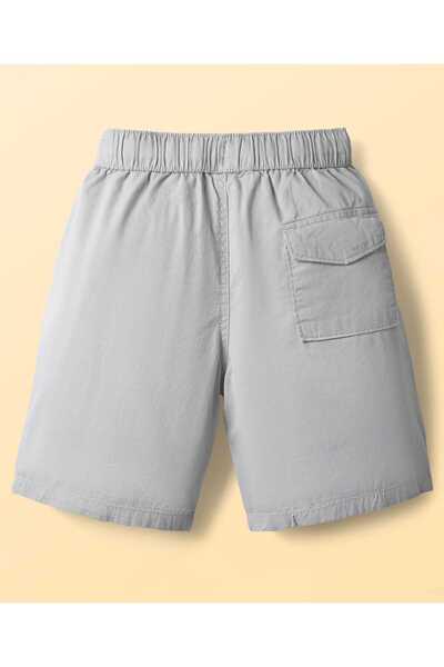 Pine kids Cotton Woven Knee Length Solid Shorts - Light Grey