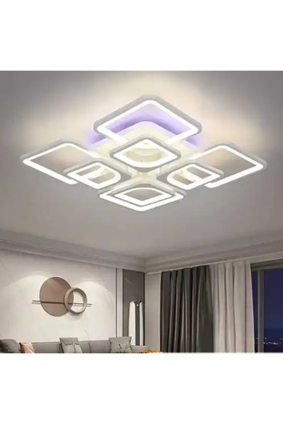 LED CONCEPT Lustra LED cu 3 tipuri de lumina + RGB si telecomanda, alba, patr...