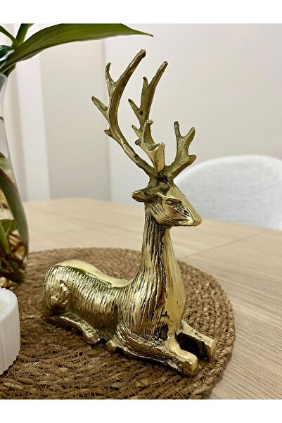 hediye PİRİNÇ DÖKÜM YATAN GEYİK BİBLOSU EV OFİS DEKORU HEDİYELİK EŞYA YILBAŞI...