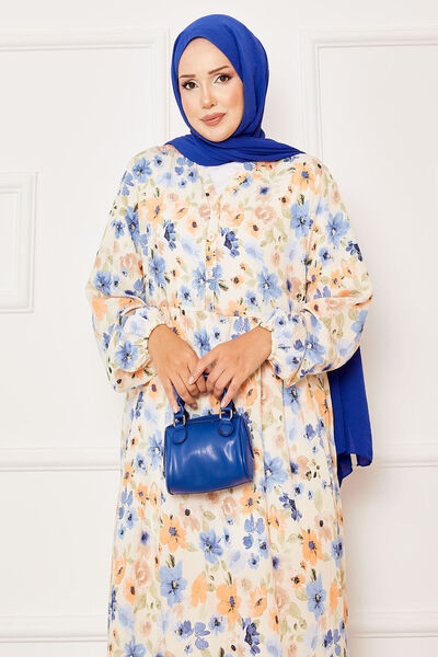 EBRUTESETTÜR Half Button Detailed Floral Patterned Dress