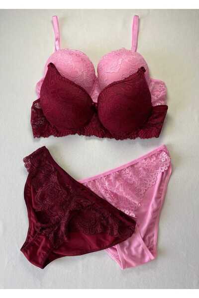 FNC design Women's Padded Supported Underwire (Wired) Lace Bra Set