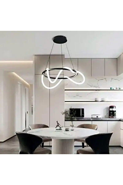 LED CONCEPT Lustra LED cu 3 tipuri de lumina si telecomanda, neagra, rotunda,...