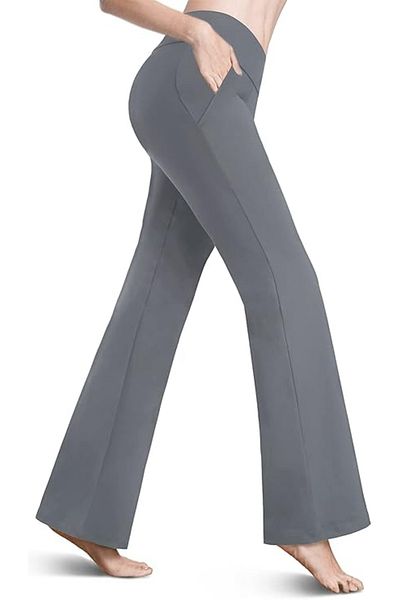 OEM Women's elegant straight gray pants with 2 slant pockets, M