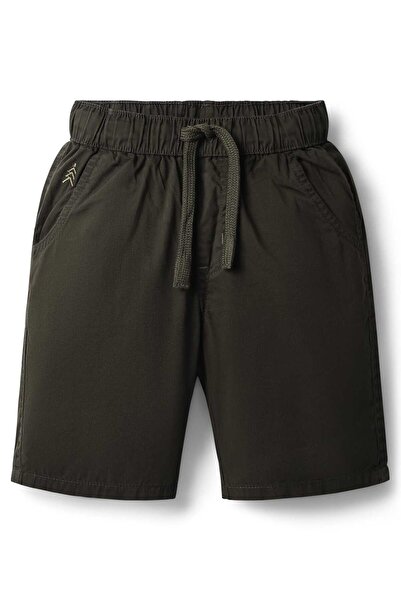 Pine kids Cotton Woven Knee Length Solid Shorts - Dark Green