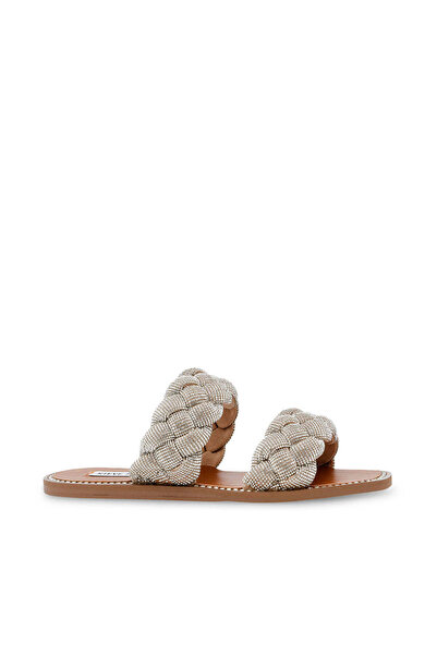 Steve Madden Womens Newbie Silver/Bone Flat Sandals