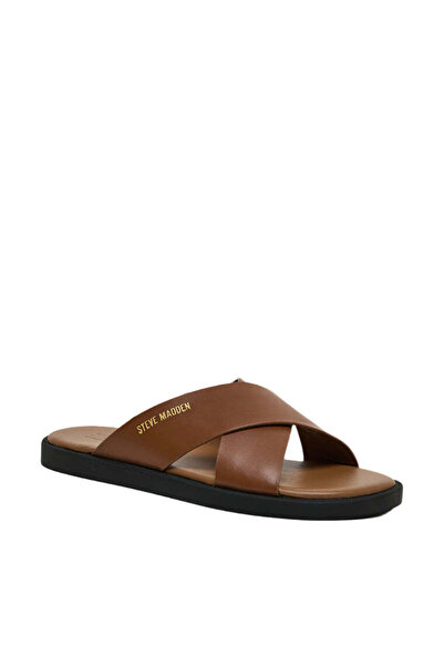 Steve Madden Mens Granuluar Tan Leather Arabic Sandals
