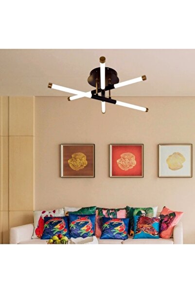 LED CONCEPT Lustra LED cu 3 tipuri de lumina si telecomanda, neagra, asimetri...