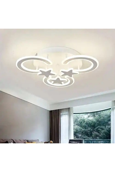 LED CONCEPT LED chandelier with 3 types of light and remote control, white, round, 126W, dimmable, 47x47x11cm