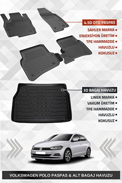 Sahler Vw Polo 2017-2025 Uyumlu 4.5D Premium Havuzlu Paspas ve Liner Marka 3D...