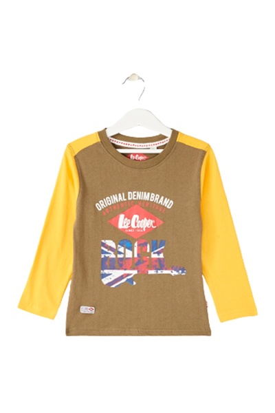 Lee Cooper Long sleeve t-shirt, 100% cotton, yellow, Rock, Lee Cooper