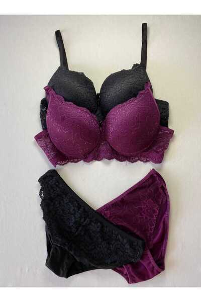 FNC design Women's Padded Supported Underwire (Wired) Lace Bra Set