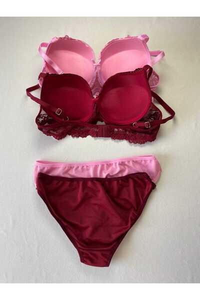 FNC design Women's Padded Supported Underwire (Wired) Lace Bra Set