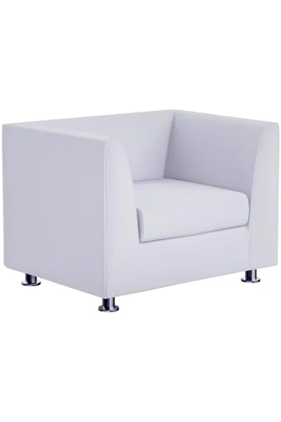 MAPLE HOME DECORATION White PU Single Seater Sofa for Living Room, Straight Arms, Modern Executive Lounge