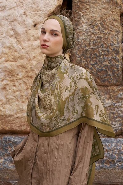ED Scarf Sunrise Spring Pattern Shawl - Khaki