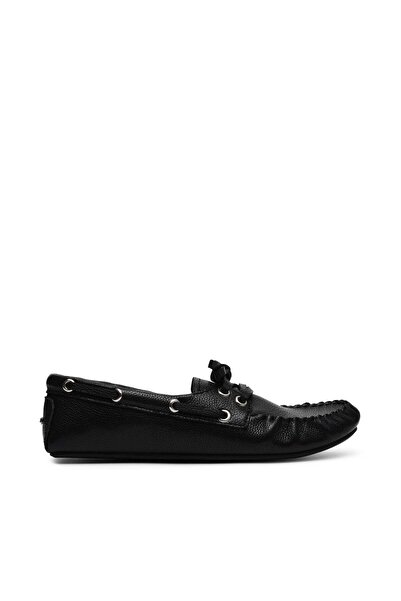 Steve Madden Womens Cashback Black Leather Ballet Flats