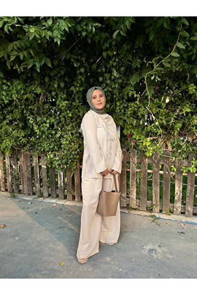 POLEN Şal yaka ince keten takım