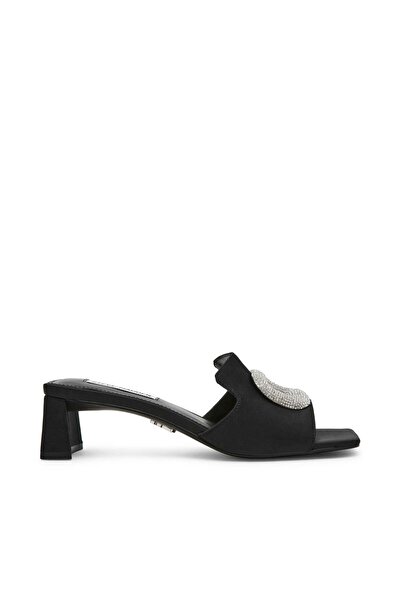 Steve Madden Womens Faustine Black Satin Heels