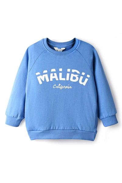 Bonfino Full Raglan Sleeves Sweatshirt & Joggers Set With Malibu Print - Blue