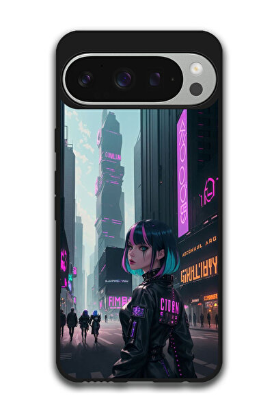 Theodor جراب واقٍ مضاد للخدش والصدمات لهاتف Google Pixel 9 Pro Neon Girl