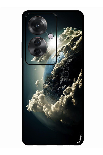 Theodor جراب واقٍ مضاد للخدش والصدمات لهاتف Oppo F25 Pro Space Earth Sun