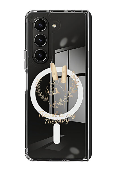 Theodor غلاف لهاتف Samsung Galaxy Z Fold 5 متوافق مع MagSafe، جراب مقاوم للصدمات، السفر هو علاجي