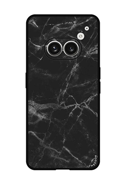 Theodor جراب واقٍ مضاد للخدش والصدمات لهاتف Nothing Phone (2a) أسود رخامي