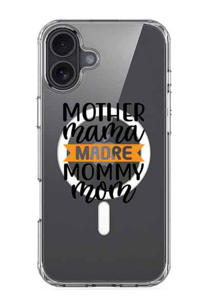 Theodor جراب ماج سيف متوافق مع آيفون 16، غطاء ممتص للصدمات للهاتف - ماذر ماما أسود