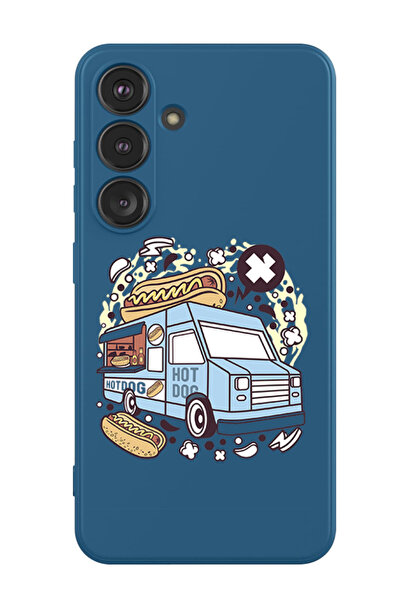 Theodor جراب حماية من السيليكون السائل المقاوم للصدمات لهاتف Samsung Galaxy S24 Plus (أزرق) - حافلة هوت دوج