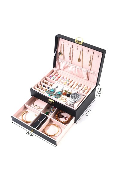 gaman Stylish Design Jewelry Box with Drawers - Jewelry Organizer with Secure Lock