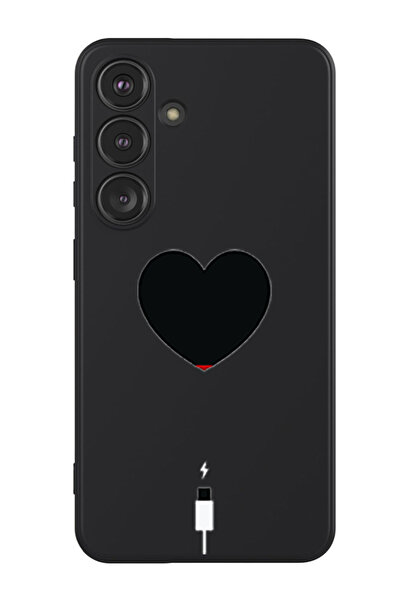 Theodor غطاء حماية من السيليكون السائل المقاوم للصدمات لهاتف سامسونج جالاكسي S24 (أسود) - بطارية القلب منخفضة