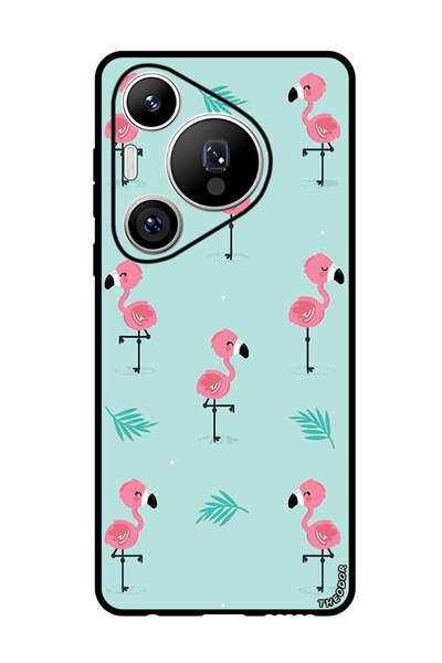 Theodor جراب واقٍ مضاد للخدش والصدمات لهاتف هواوي بيورا 70 برو بلس بنقشة طائر الفلامنجو