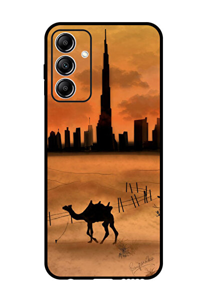 Theodor جراب حماية لهاتف سامسونج جالاكسي A15، غروب الشمس، جمل، برج خليفة