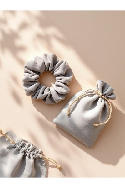 JACA XXL Scrunchie Design Fabric Buckle and Buckle Pouch Set (2 Pieces)