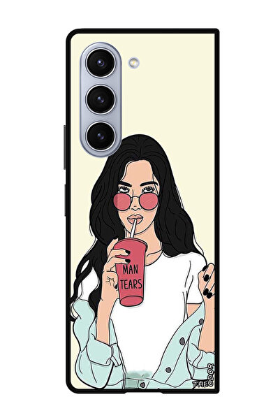 Theodor جراب حماية لهاتف سامسونج جالاكسي زد فولد 6 فتاة تشرب القهوة