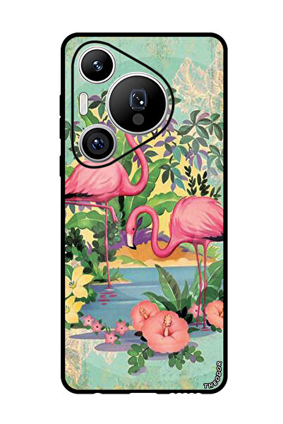 Theodor جراب واقٍ مضاد للخدش والصدمات لهاتف هواوي بيورا 70 برو بلس - طيور النحام الوردية