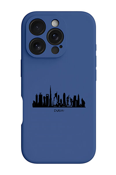 Theodor غطاء حماية سيليكون سائل مقاوم للصدمات لجهاز آيفون 16 برو أزرق - أفق دبي