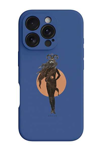 Theodor iPhone 16 Pro Blue Protective Liquid Silicone Shockproof Case - aries