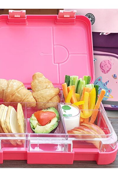 Eazy Kids Flamingo Print Convertible Bento Lunch Box 22.5x17.5x5