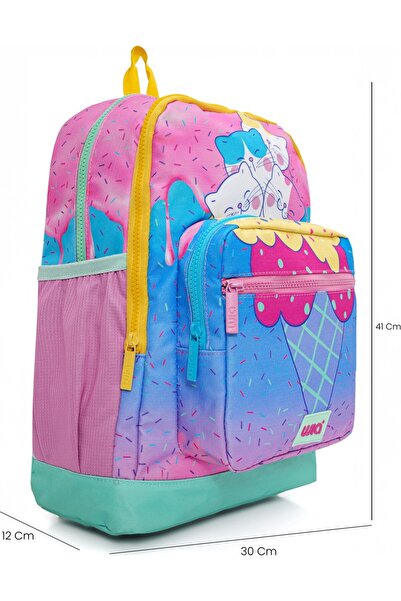 Wia Colorful Ice Cream Patterned 3-Piece School Bag Set, Stylish and Useful Design