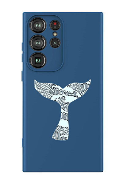 Theodor غطاء حماية سائل من السيليكون المقاوم للصدمات لهاتف سامسونج جالاكسي S24 ألترا (أزرق) - ذيل الحوت