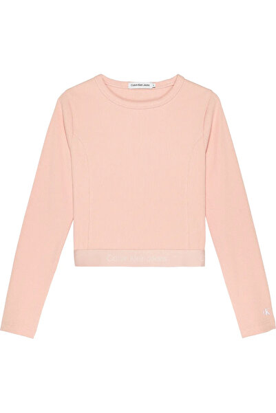 Calvin Klein RIB TAPE LS TOP Kadın Pembe T-Shirt