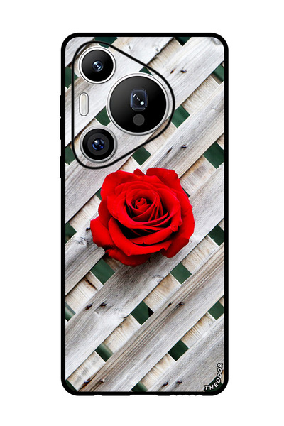 Theodor جراب واقٍ مضاد للخدش والصدمات لهاتف هواوي بيورا 70 برو بلس rose_fence_wall