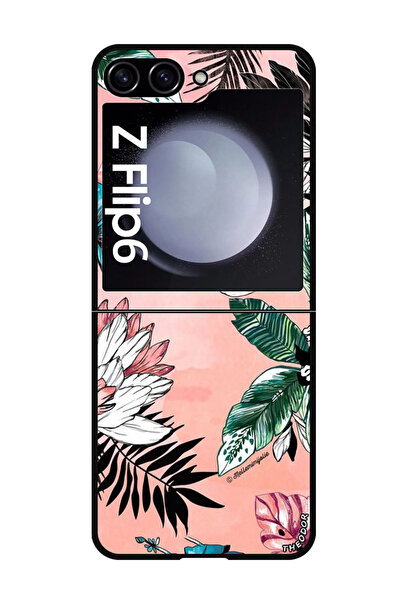 Theodor جراب واقٍ مضاد للخدش والصدمات لهاتف Samsung Galaxy Z Flip 6، زهور وأوراق